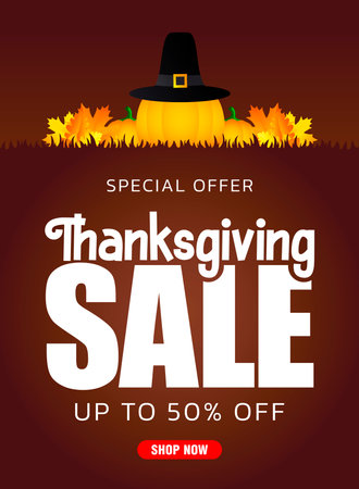 Thanksgiving Sale poster with 50% discount flier for holiday. Vector illustrationのイラスト素材