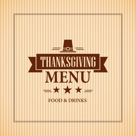 Thanksgiving day menu food and drinks on a retro style design. Vector illustrationのイラスト素材