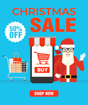Christmas sale 50% off concept modern design flat. Vector illustrationのイラスト素材