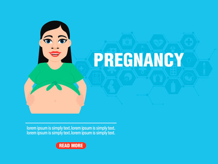 Pregnancy modern concept design flat banner. Vector illustrationのイラスト素材