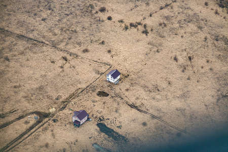 View from the plane to the fieldsの写真素材