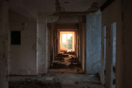 Abandoned building scenery in summer in daytime
