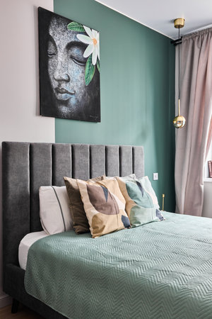 Photo of a bedroom in green tones
