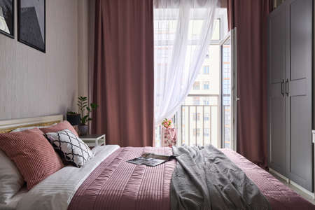 Stylish decorated studio apartment for daily rentの写真素材