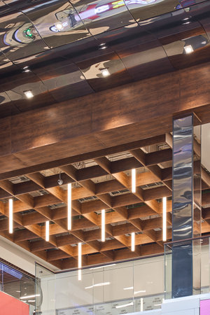 Photos of the mall and its wooden ceilings