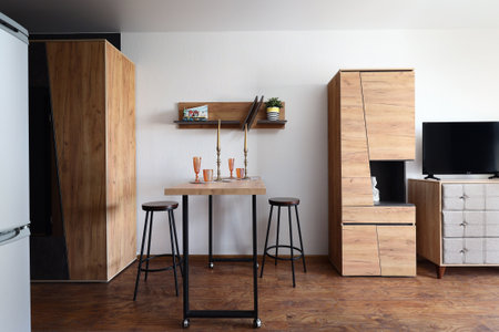 Prepared beautiful apartment with decor for saleの写真素材