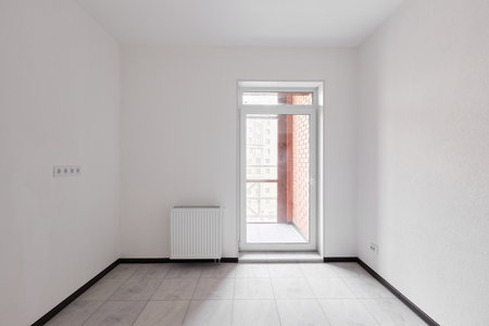 Empty white room without decoration and renovationの写真素材