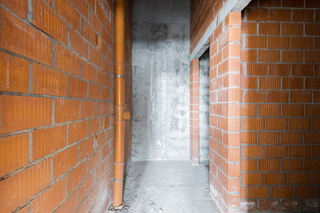 Empty concrete commercial space without finishing with partitionsの写真素材