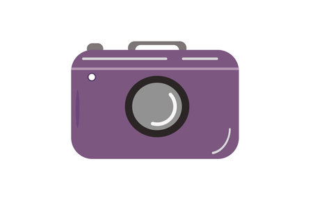 Isolated vector vintage camera in purple colorのイラスト素材