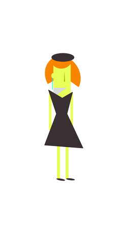 Woman in hat and dress on white backgroundのイラスト素材