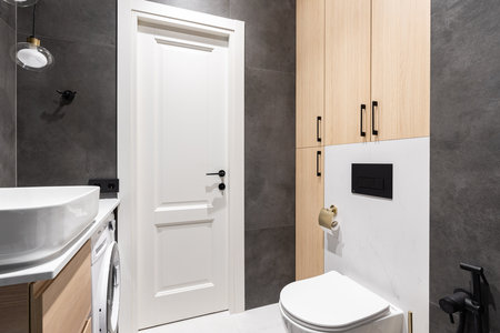 Beautiful stylish studio apartment with designer renovationの写真素材