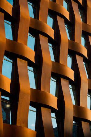 Intricate and Sophisticated Architectural Detail Featuring a Unique Woven Metal Designの写真素材