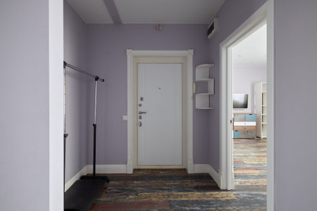 Experience a Modern Minimalist Entrance Hallway designed with Subtle Colors and Sensationsの写真素材