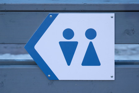 Restroom Sign Featuring Both Male and Female Icons for Clear Communication and Accessの写真素材