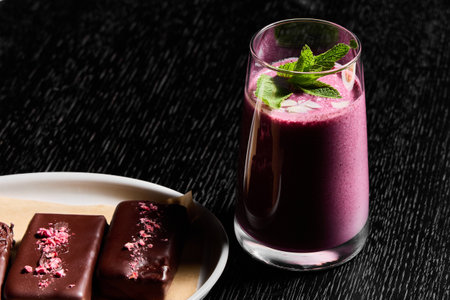 Indulge in a Delicious and Creamy Purple Smoothie complemented by Chocolate Treats