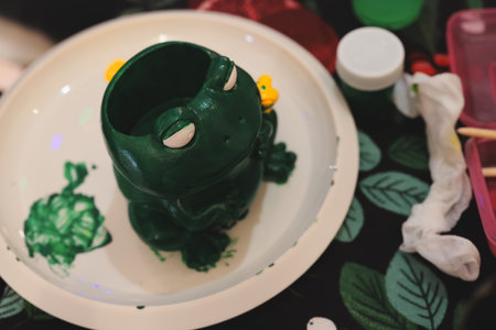 Engaging and Colorful Frog Mug Painting Activity for Families and Communities to Enjoyの写真素材