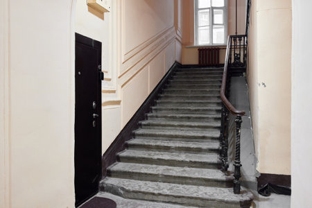 A Stunning and Elegant Staircase Within a Beautiful Classic Building Interior Spaceの写真素材