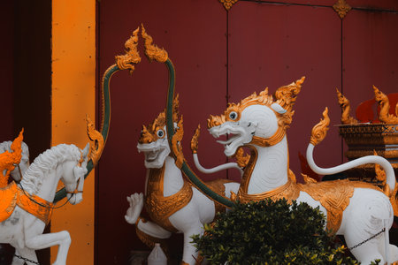 Majestic Mythical Statues Ornate Creatures in Traditional Art That Captivate and Inspireの写真素材