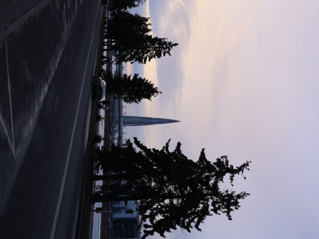 A Stunning Urban Landscape at Dusk showcasing Modern Architecture as well as Nature