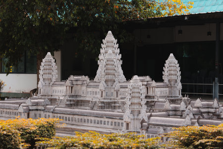 An Intricate and Detailed Model of the Iconic Angkor Wat at the Miniature Park Attraction
