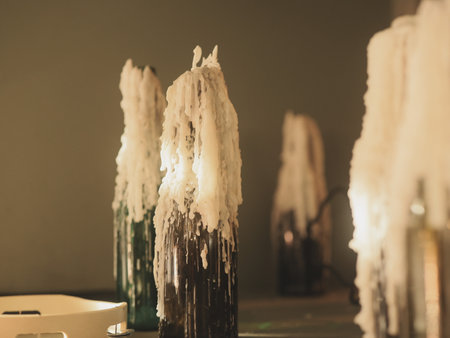 Stunning Artistic Candle Display Featuring Unique Drip Patterns That Enhance Any Spaces Aesthetic