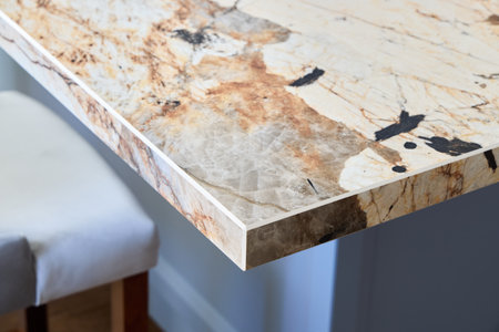 An Elegant Marble Table Edge Featuring Unique Patterns and Distinctive Textures and Finishes