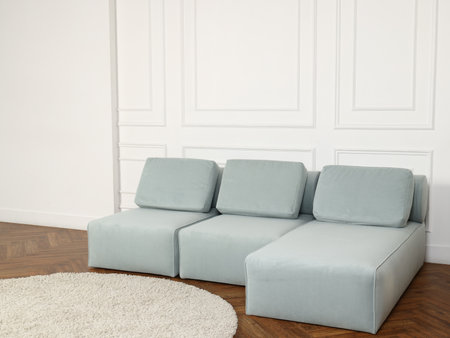 Discover a modern light blue sectional sofa, perfect for any stylish living room