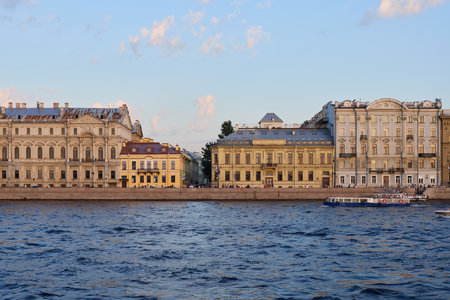Breathtaking views of historic waterfront architecture come alive beautifully during dusk