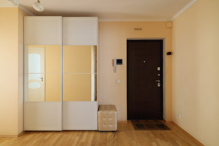 A Modern Entrance Hallway featuring Minimalist Design Elements to enhance your space aestheticの写真素材