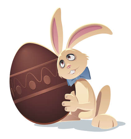 bunny play with egg for easterのイラスト素材