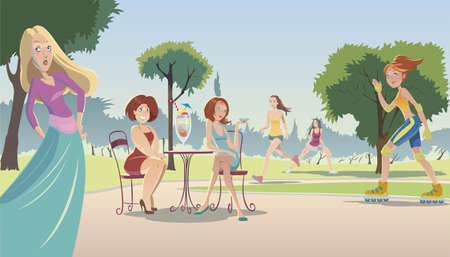 Lifestyle women about fitness, health and dietのイラスト素材