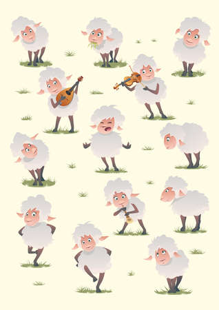 sheep party with musicのイラスト素材
