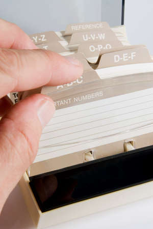 Searching address and phone number card fileの写真素材