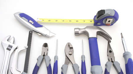 Tool set hammer pliers adjustable screw driver box knife tape