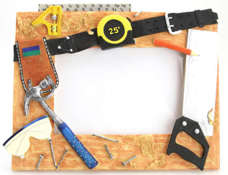 Tool Frame hammer square saw tape measure