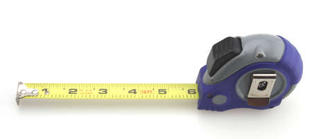 Blue and Gray Tape Measure White Background