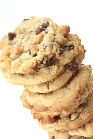 Freshly baked chocolate chip cookies out of the oven