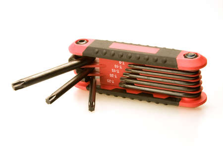 Folding assortment of torx drivers red and black holder