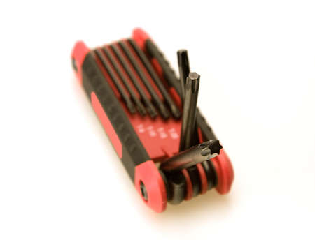 Close up Folding assortment of torx drivers red and black holderの写真素材