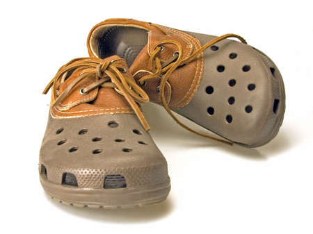 Lightweight cool and comfortable rubber and leather shoes の写真素材