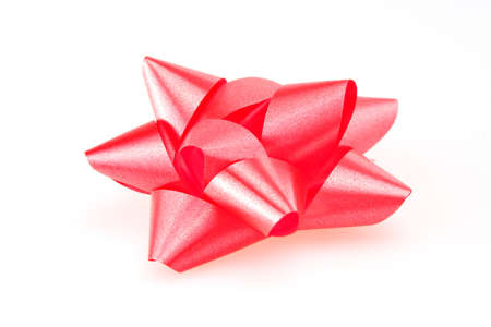 Red ribbon bow for Christmas gifts or birthdaysの写真素材