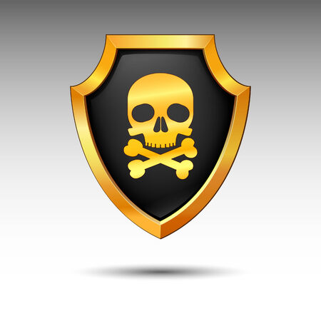 Shield with skull on a white background. のイラスト素材