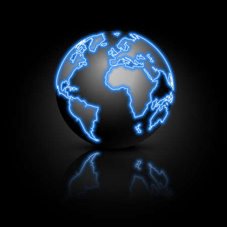 Globe on a black background.のイラスト素材
