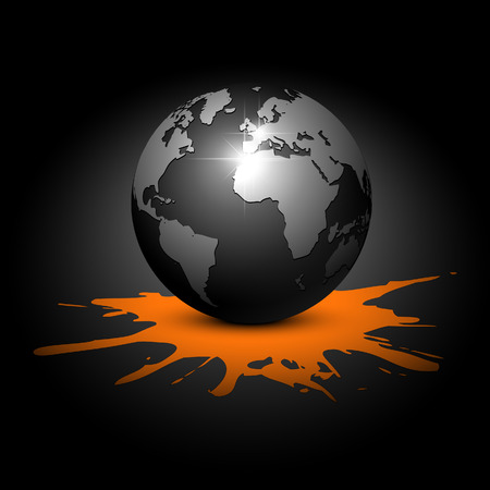 Globe on a black background. Vector illustration. Eps10.のイラスト素材