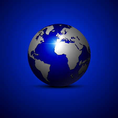 Globe on a blue background. Vector illustration. Eps10.のイラスト素材