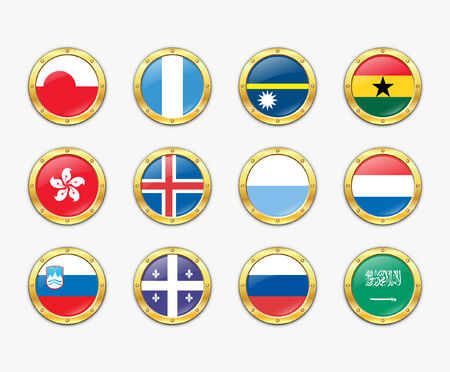 Shields with flags.   illustration. のイラスト素材