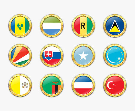 Shields with flags  illustration. のイラスト素材
