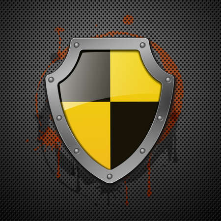 Metallic shield on a metal background.のイラスト素材