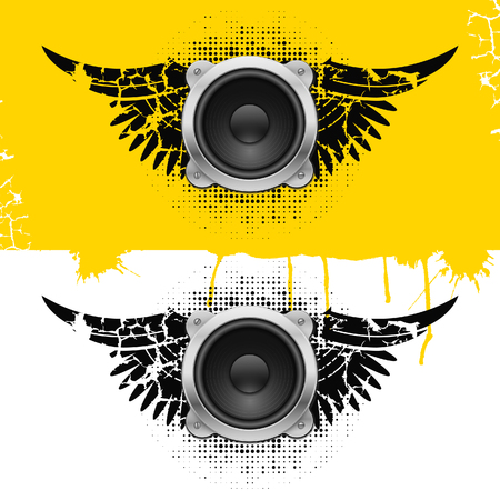 Party design element with speakers . Vectorillustrationのイラスト素材