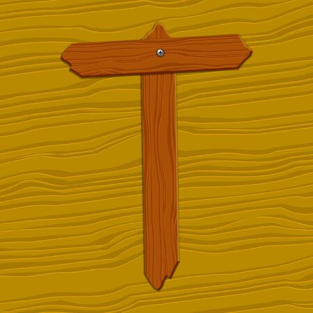 The stylized wooden letter. Vector illustration.のイラスト素材